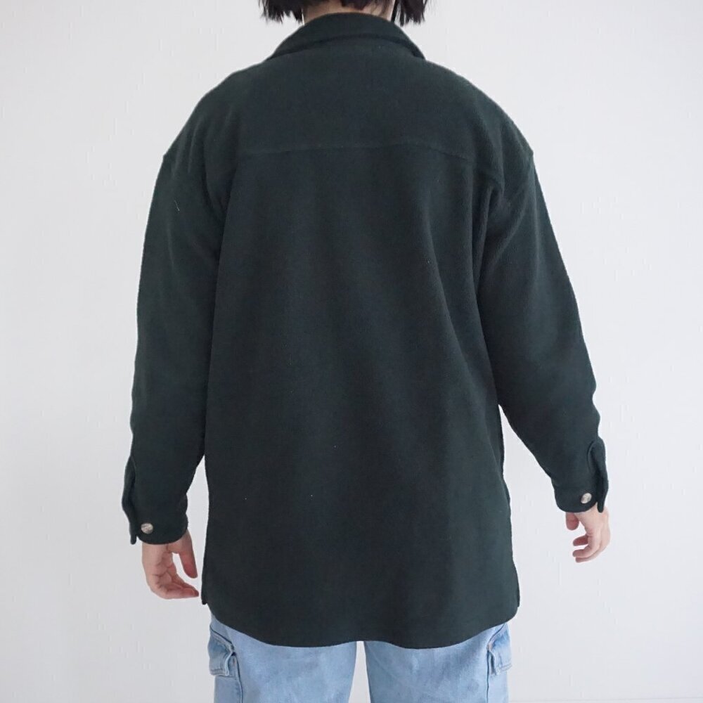 Vintage '90S Cherokee Hunter Green Embroidered Feathers Button Up Shacket S - Picture 3 of 10